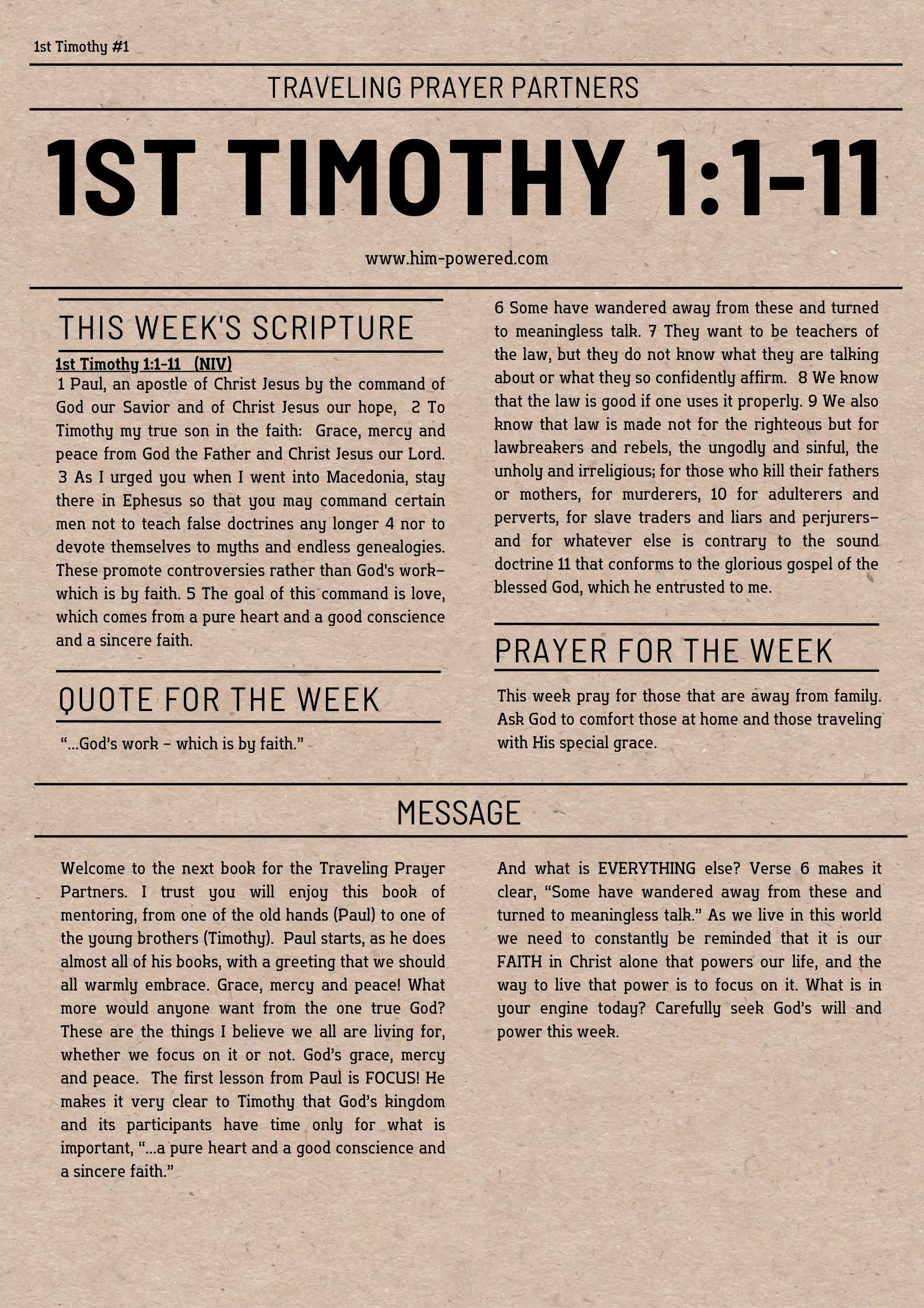Read more about the article 1st Timothy 1:1-11