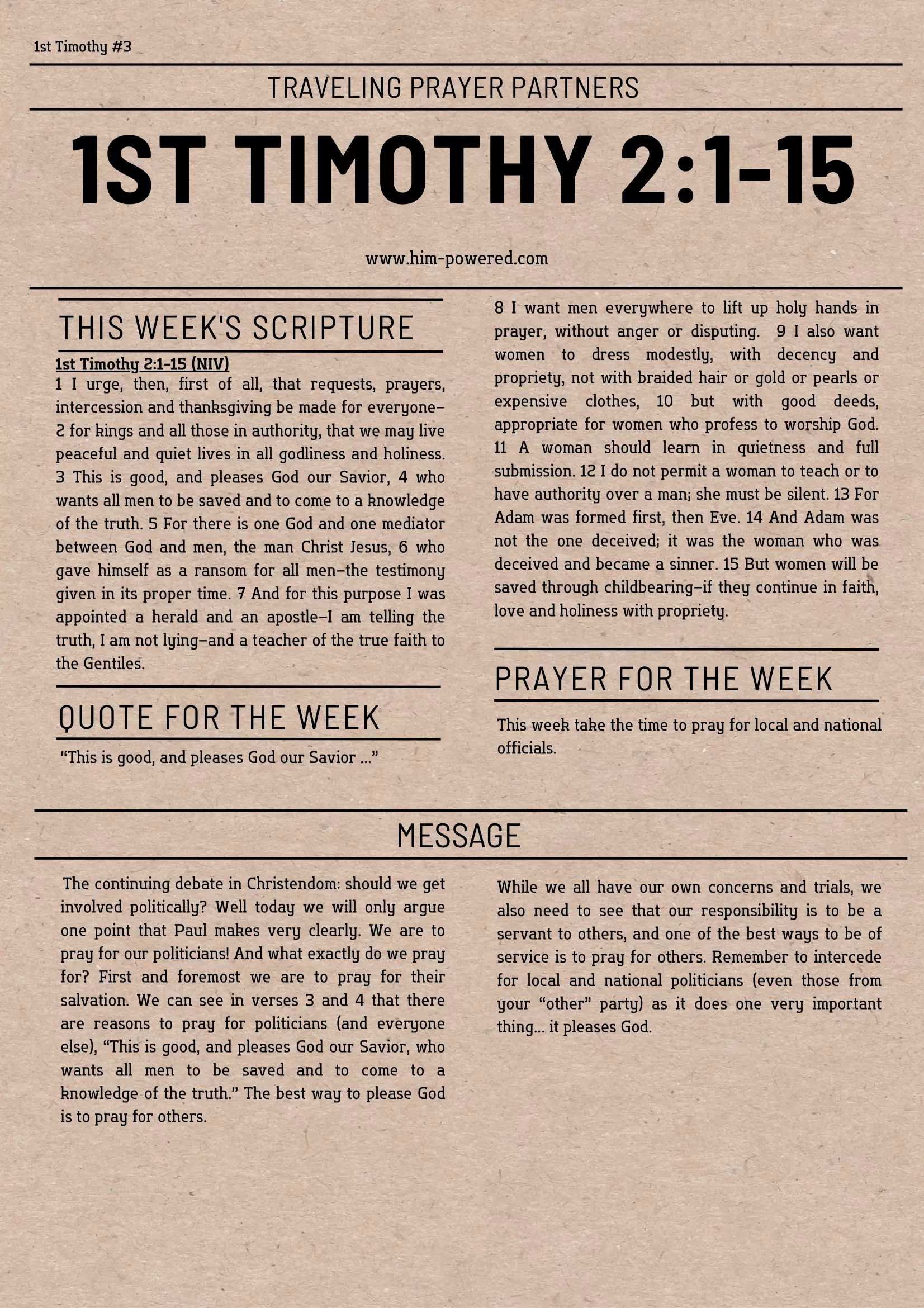 Read more about the article 1st Timothy 2:1-15