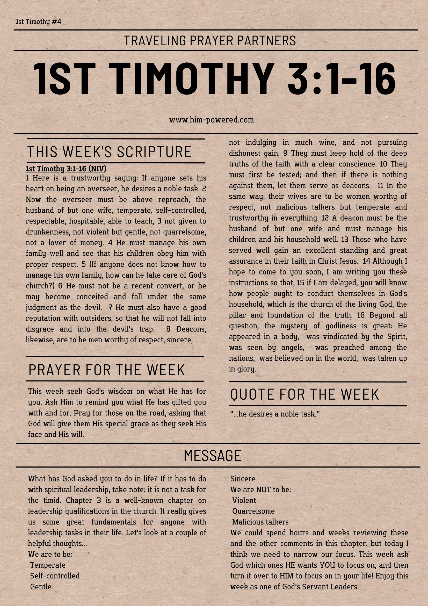Read more about the article 1st Timothy 3:1-16