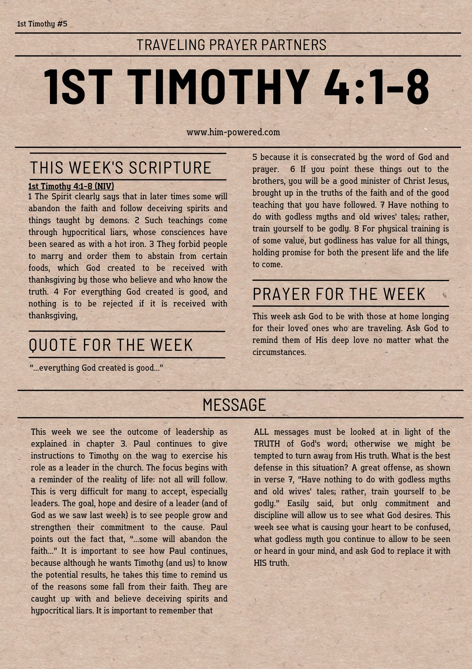 Read more about the article 1st Timothy 4:1-8