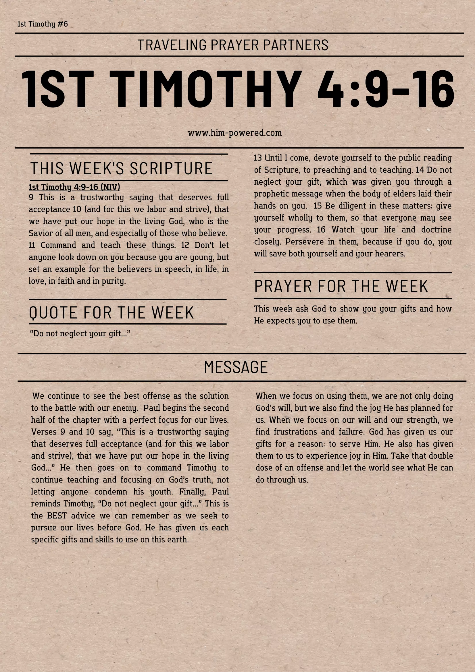 Read more about the article 1st Timothy 4:9-16