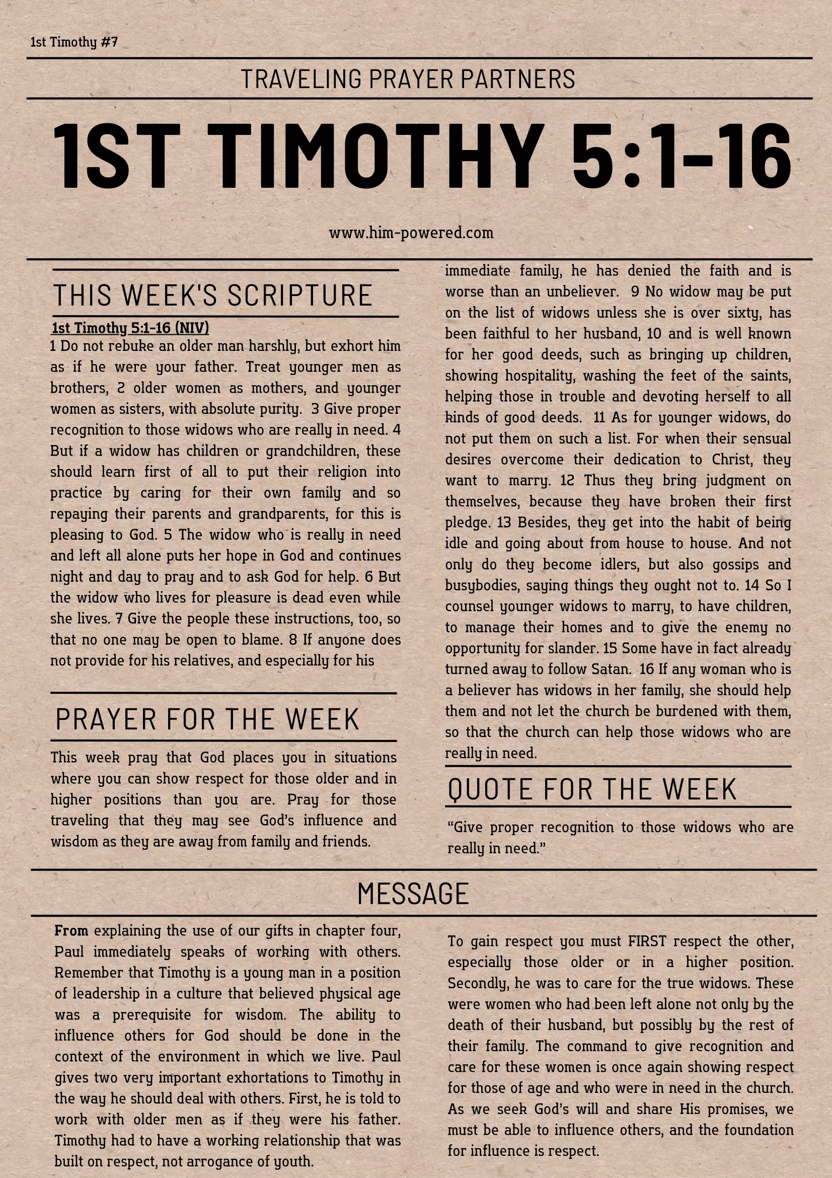 Read more about the article 1st Timothy 5:1-16