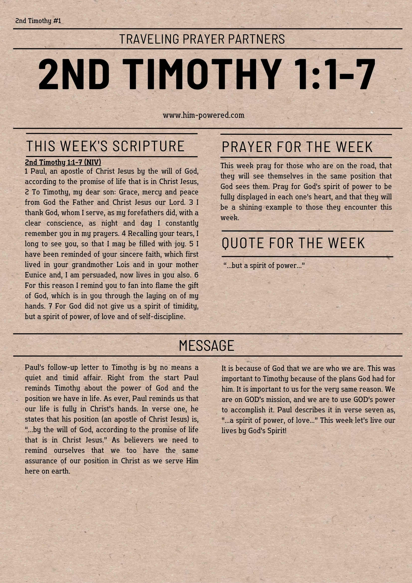 Read more about the article 2nd Timothy 1:1-7