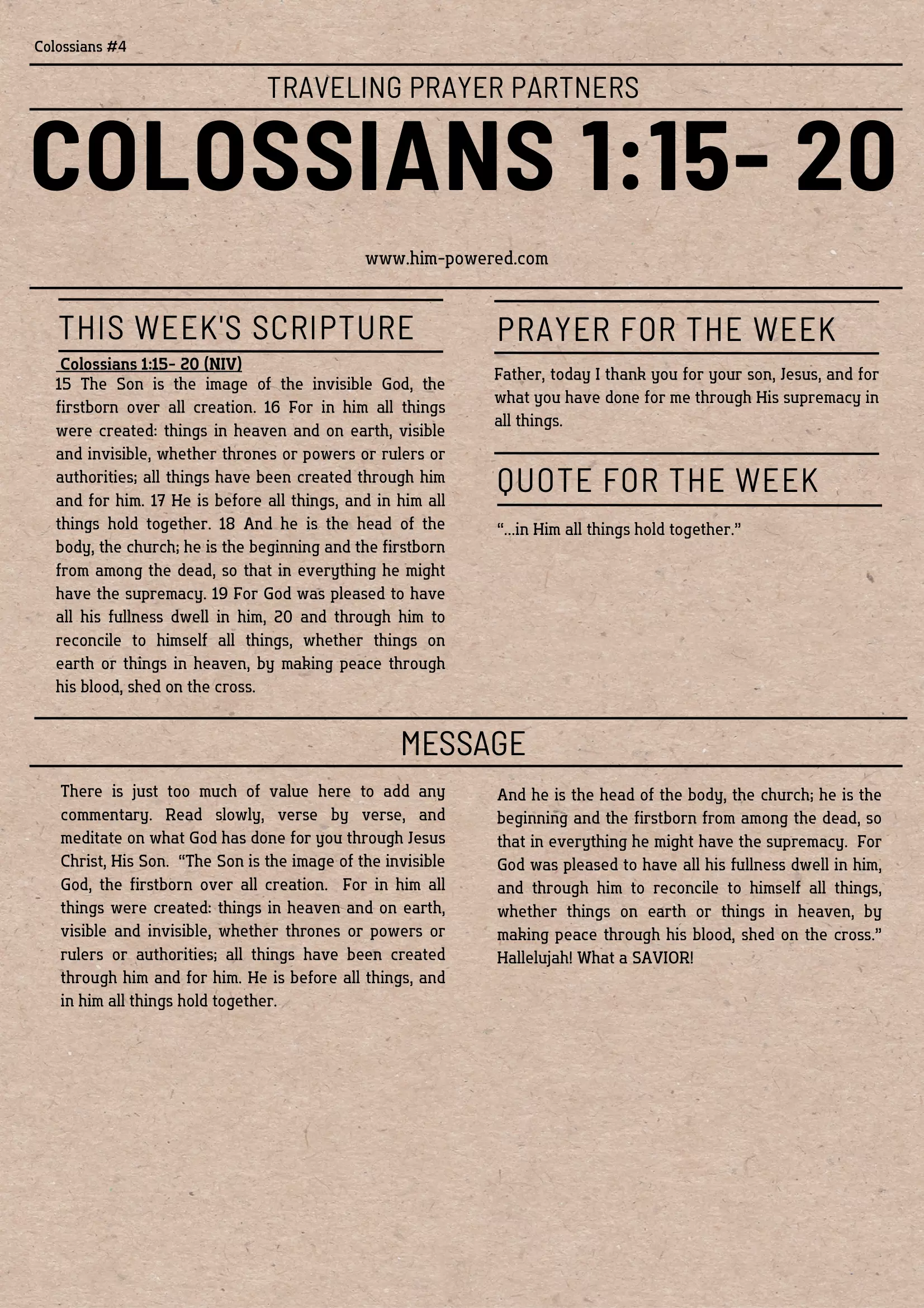 Read more about the article Colossians 1:15- 20