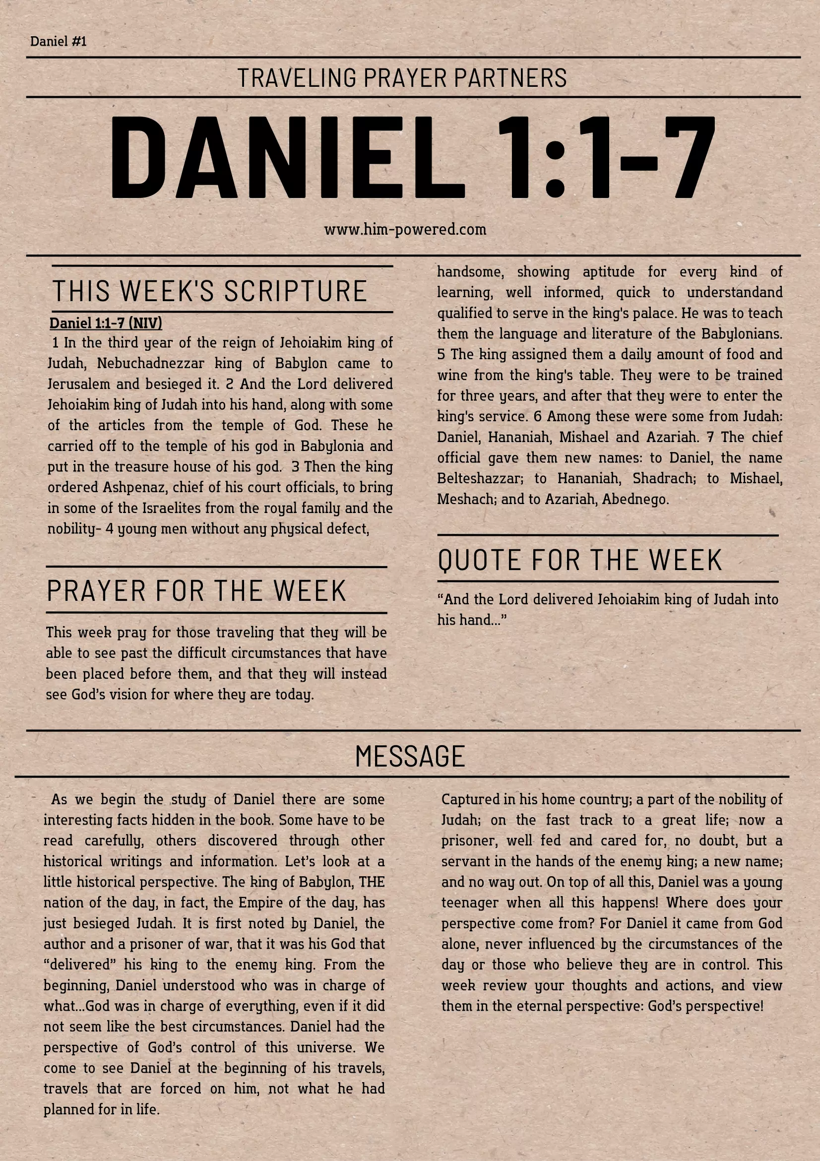 Read more about the article Daniel 1:1-7