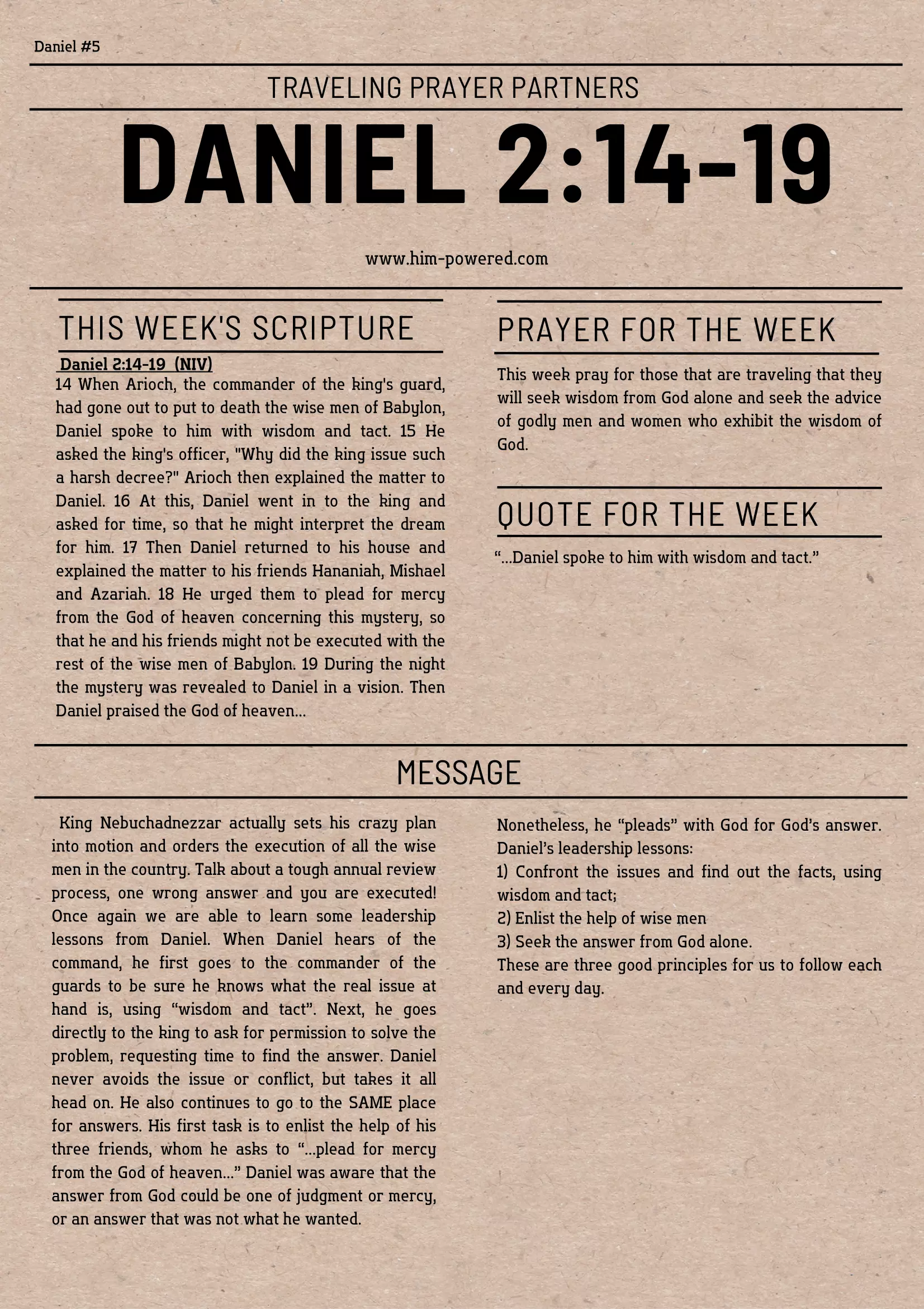 Read more about the article Daniel 2:14-19