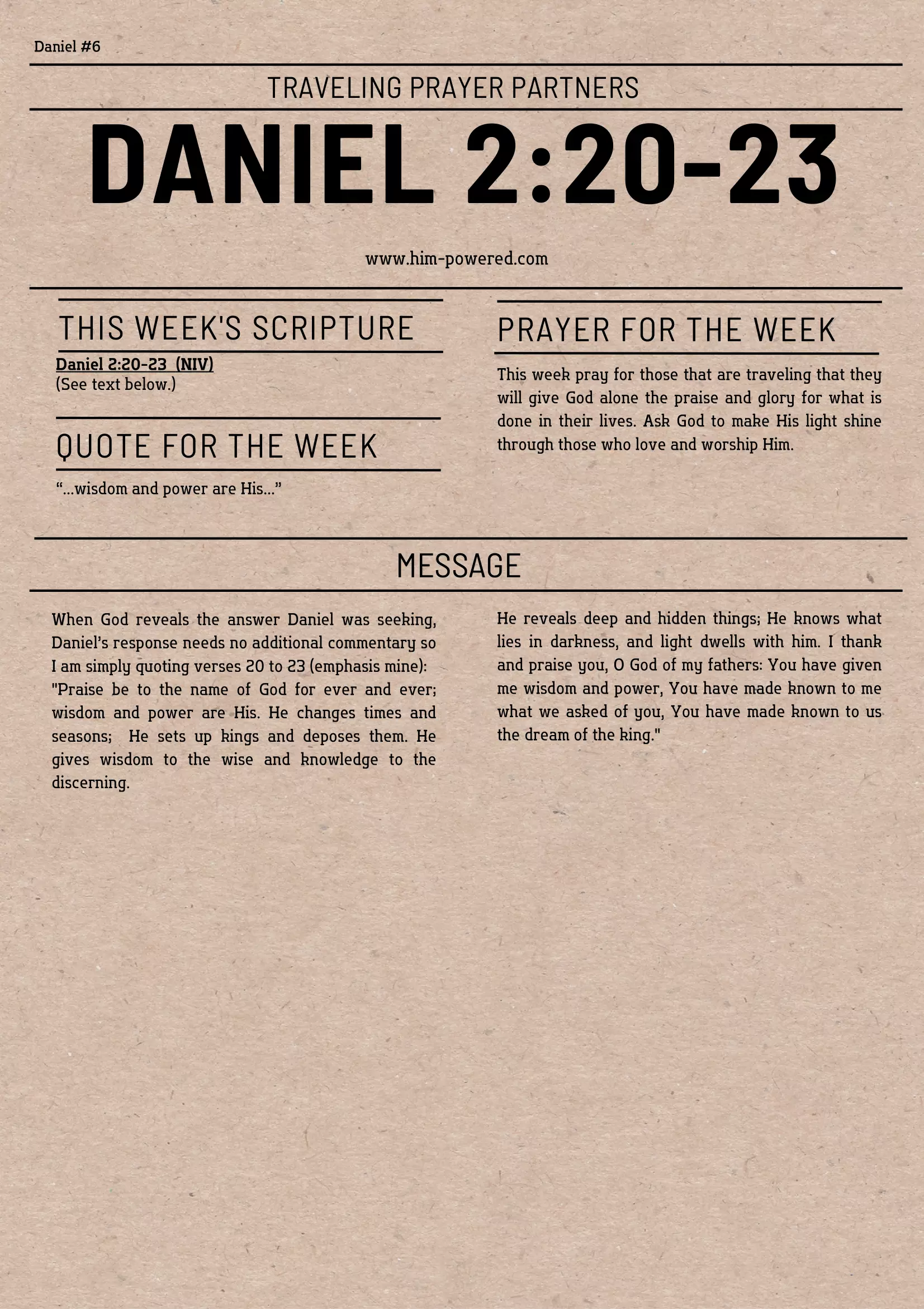 Read more about the article Daniel 2:20-23
