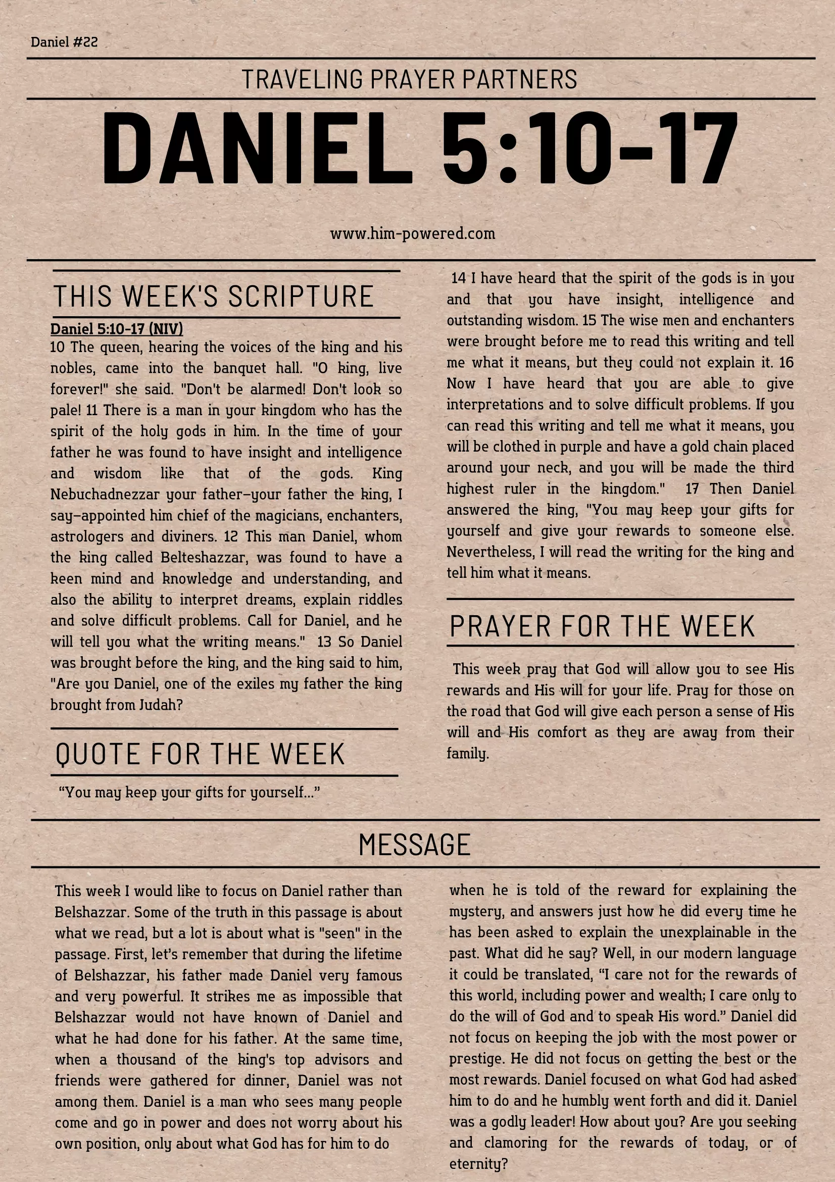 Read more about the article Daniel 5:10-17