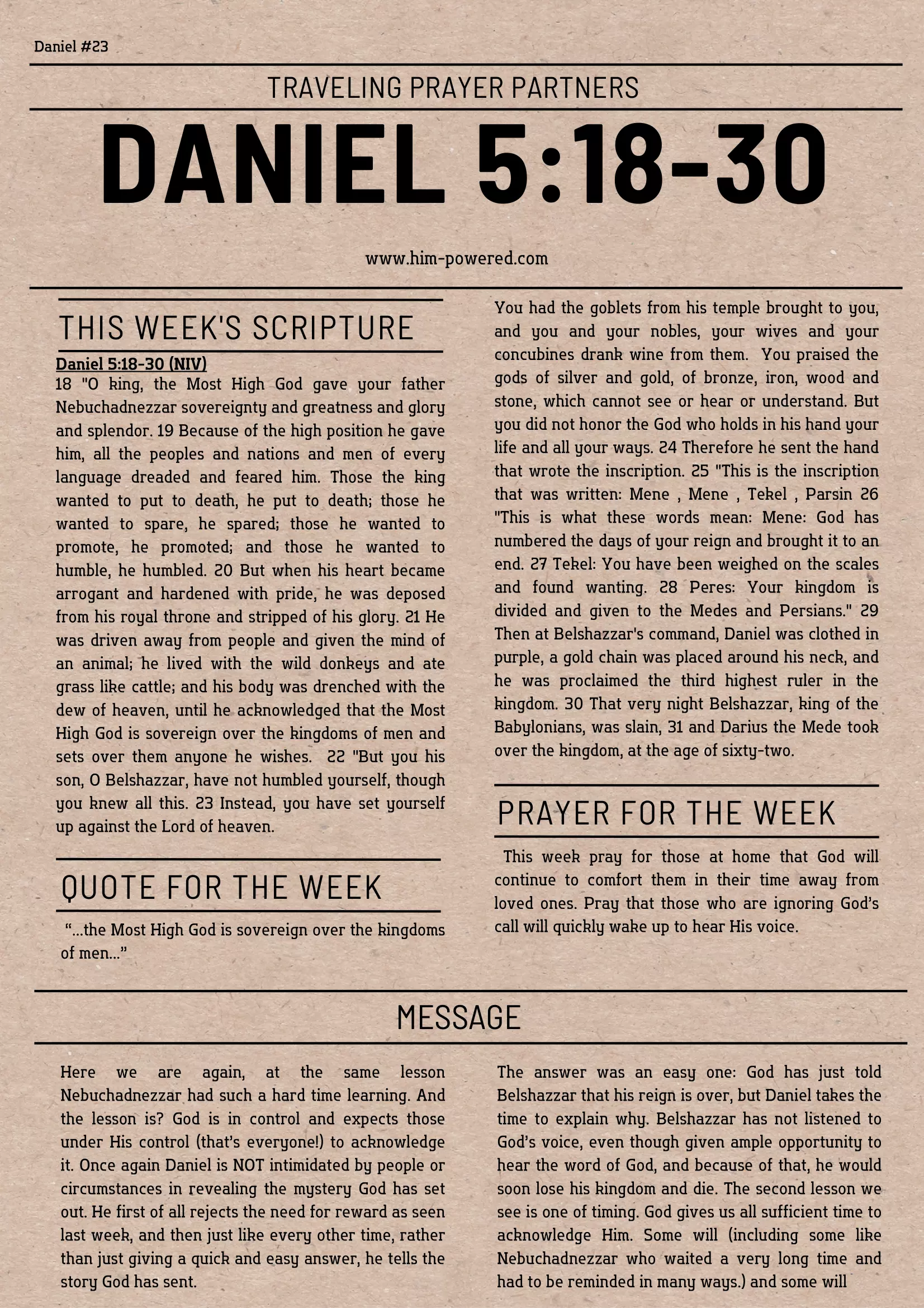 Read more about the article Daniel 5:18-30