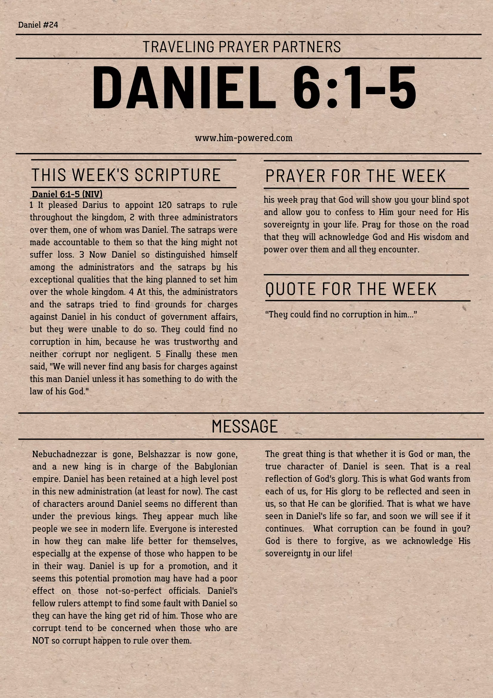 Read more about the article Daniel 6:1-5