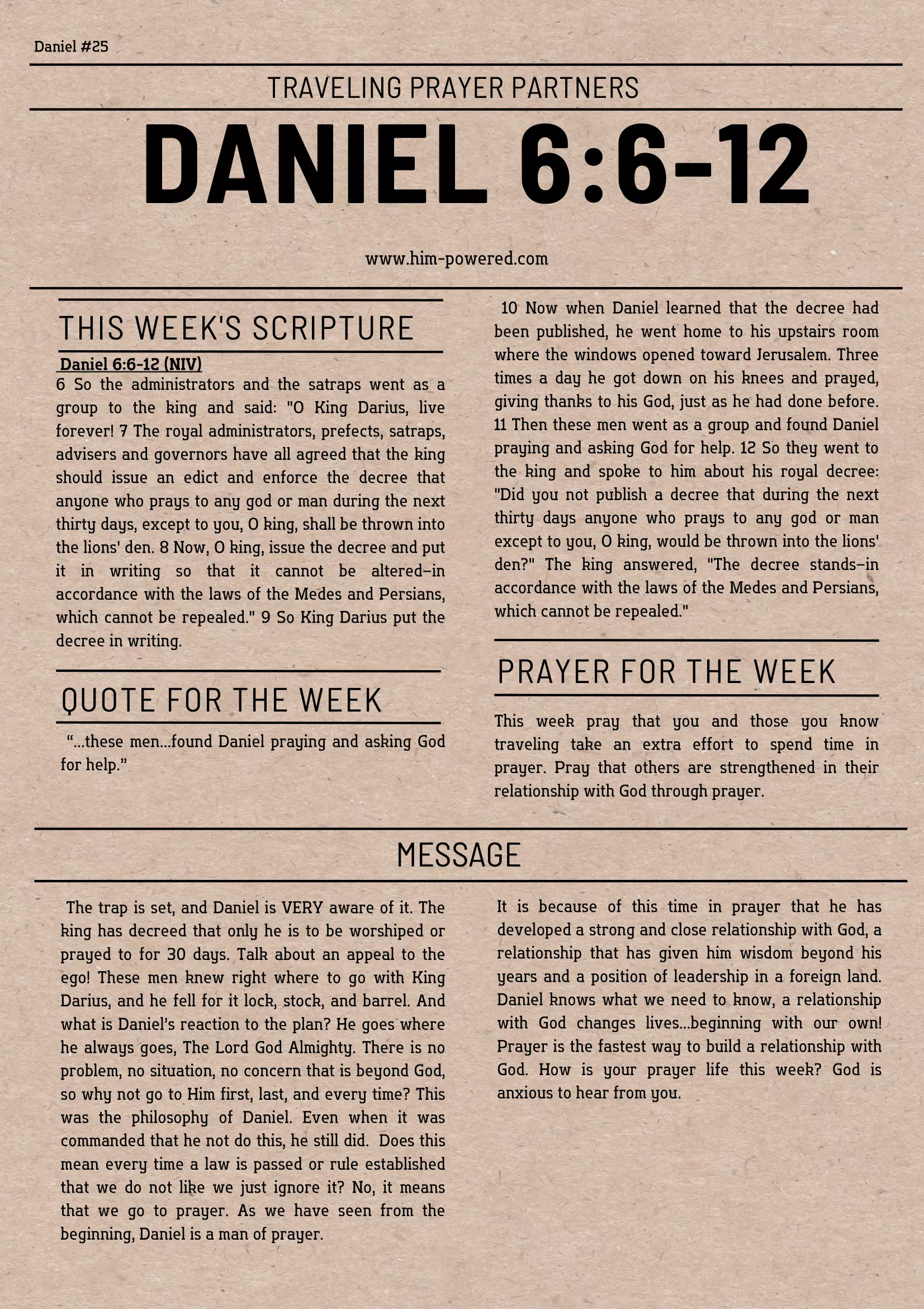 Read more about the article Daniel 6:6-12