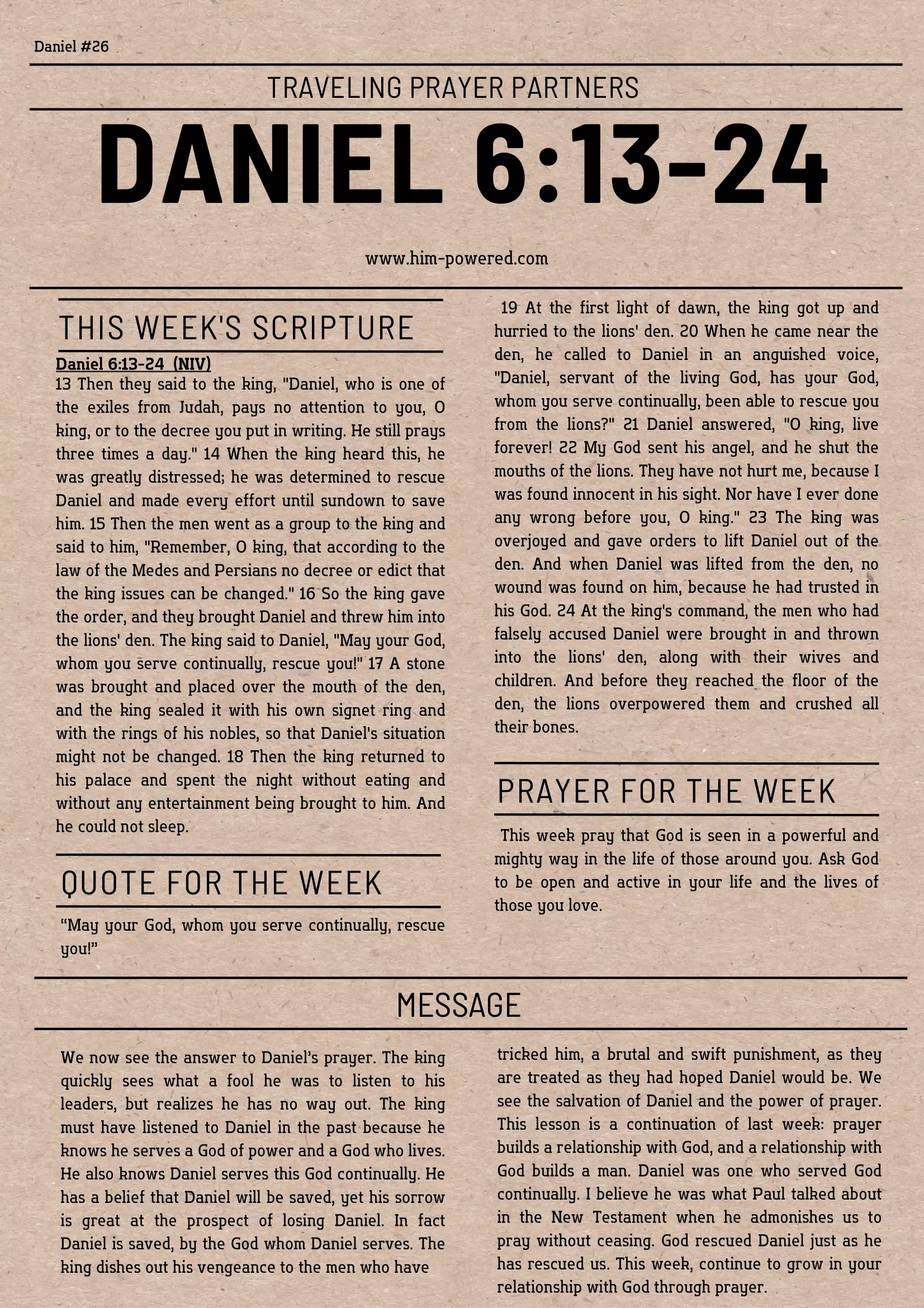 Read more about the article Daniel 6:13-24