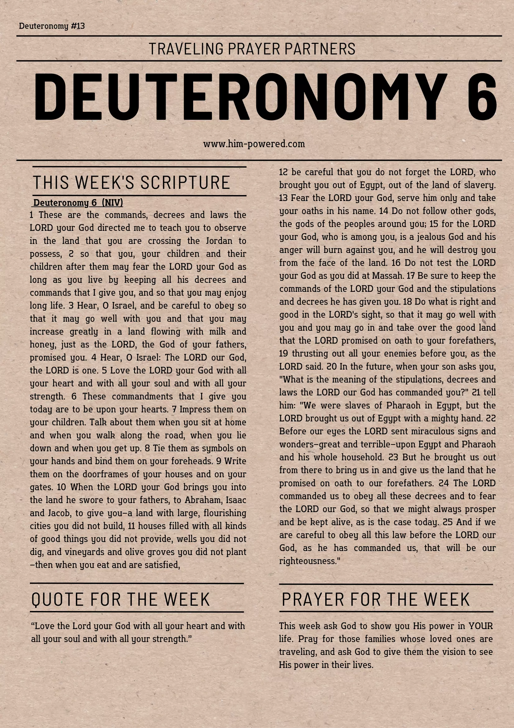 Read more about the article Deuteronomy 6