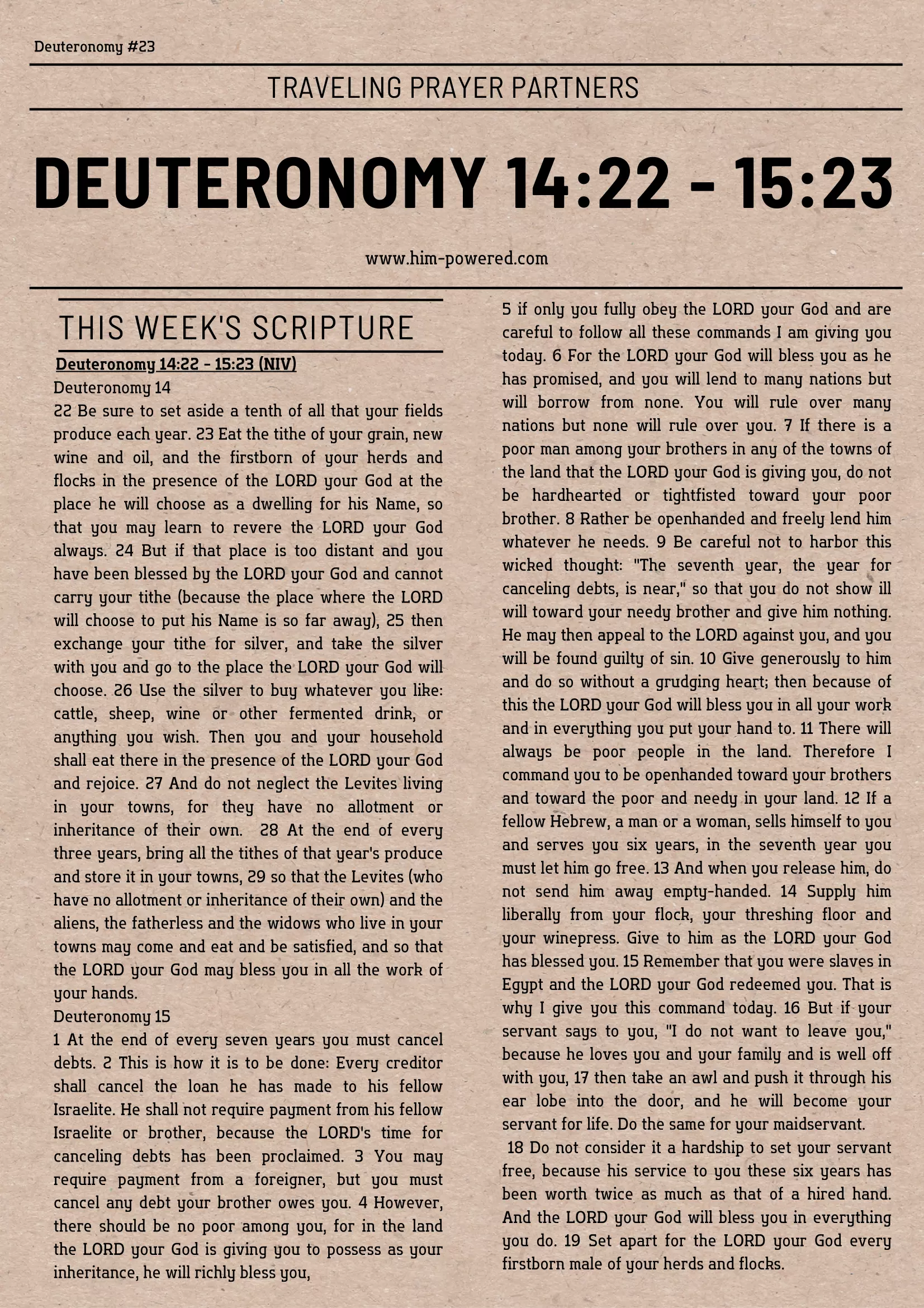 Read more about the article Deuteronomy 14:22 – 15:23