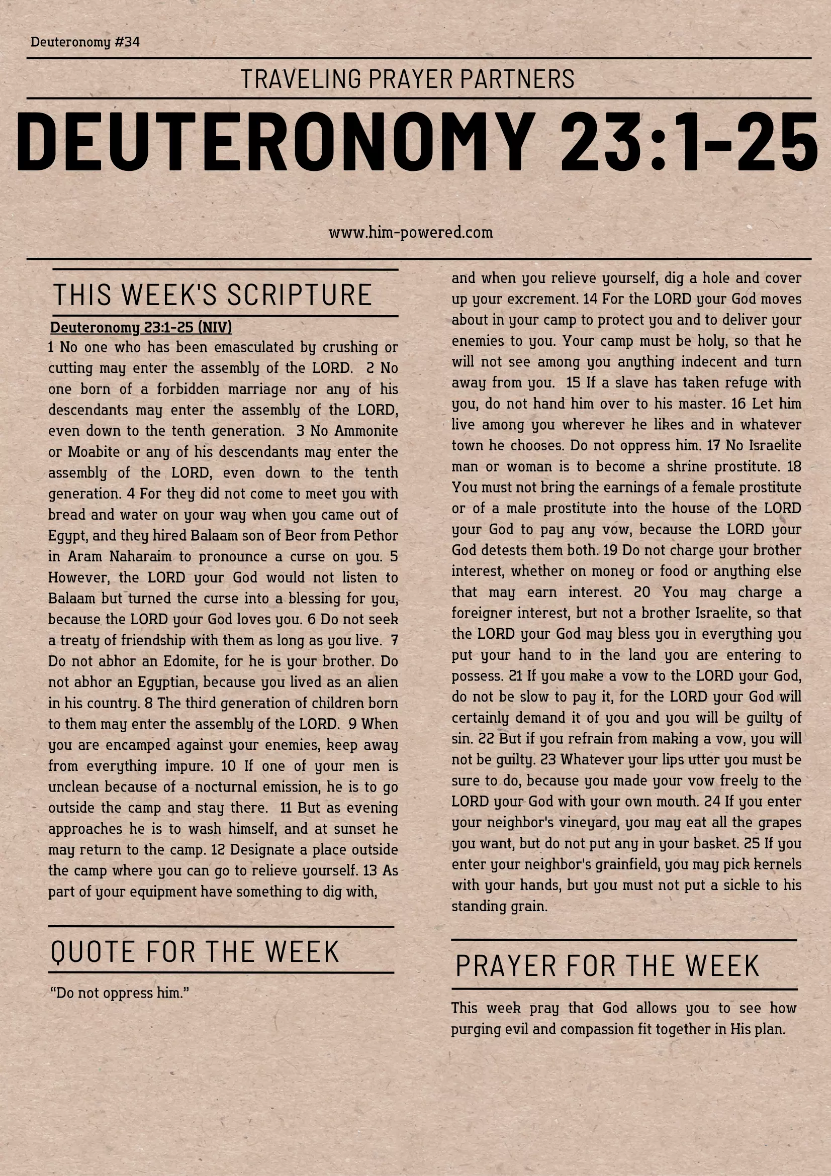 Read more about the article Deuteronomy 23:1-25