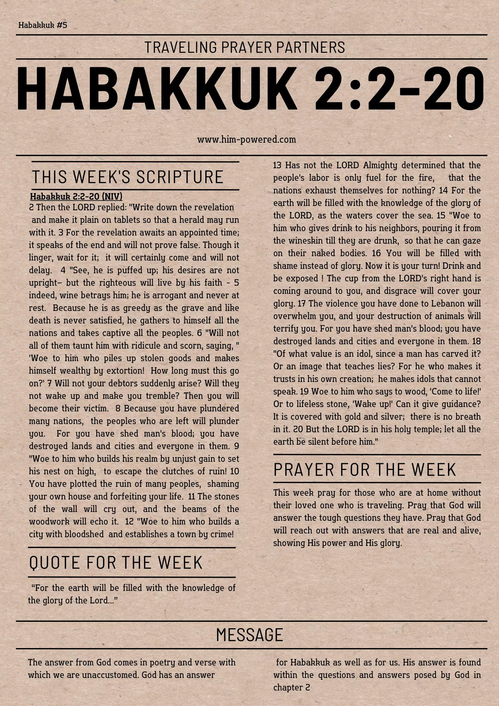 Read more about the article Habakkuk 2:2-20