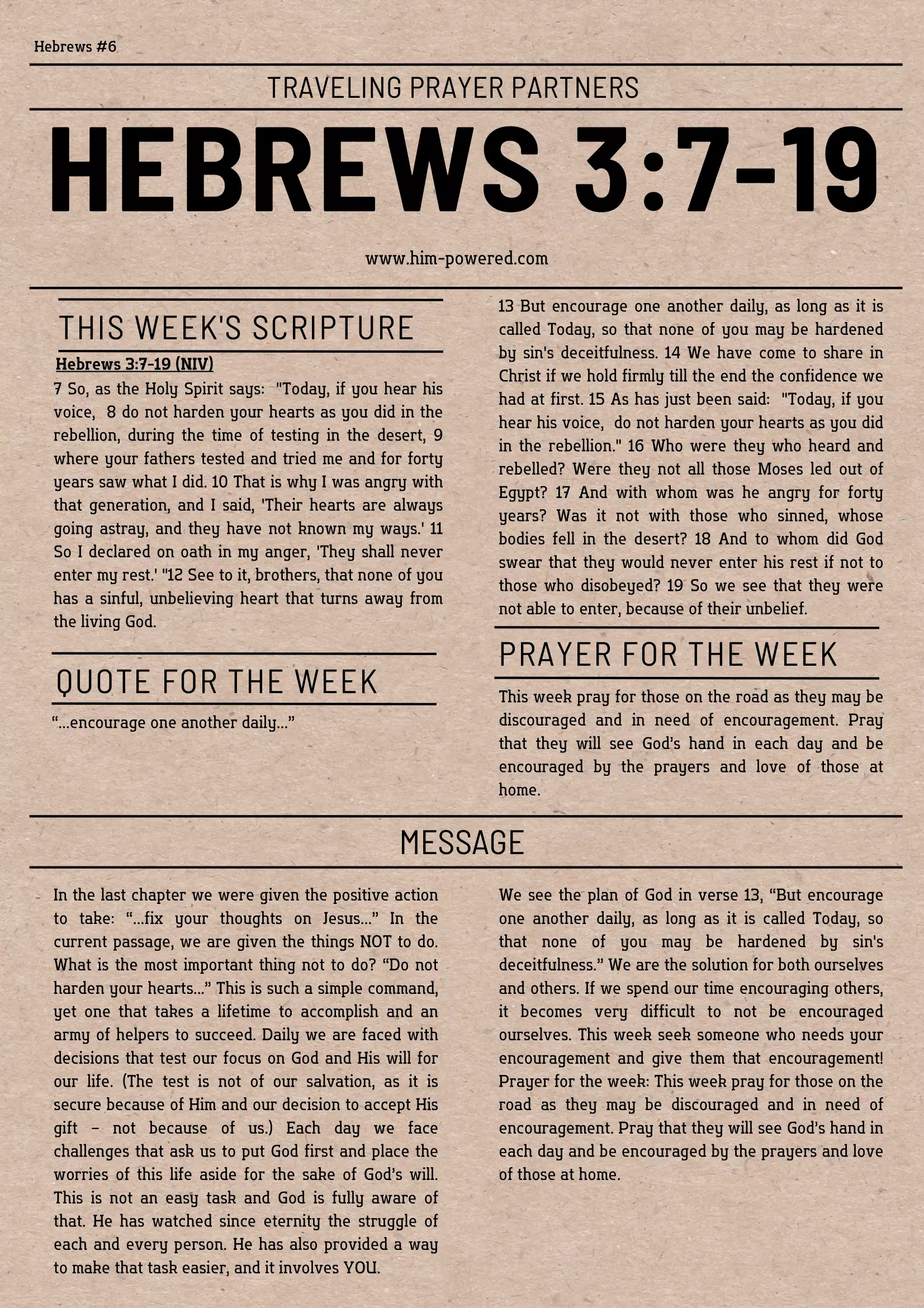 Read more about the article Hebrews 3:7-19