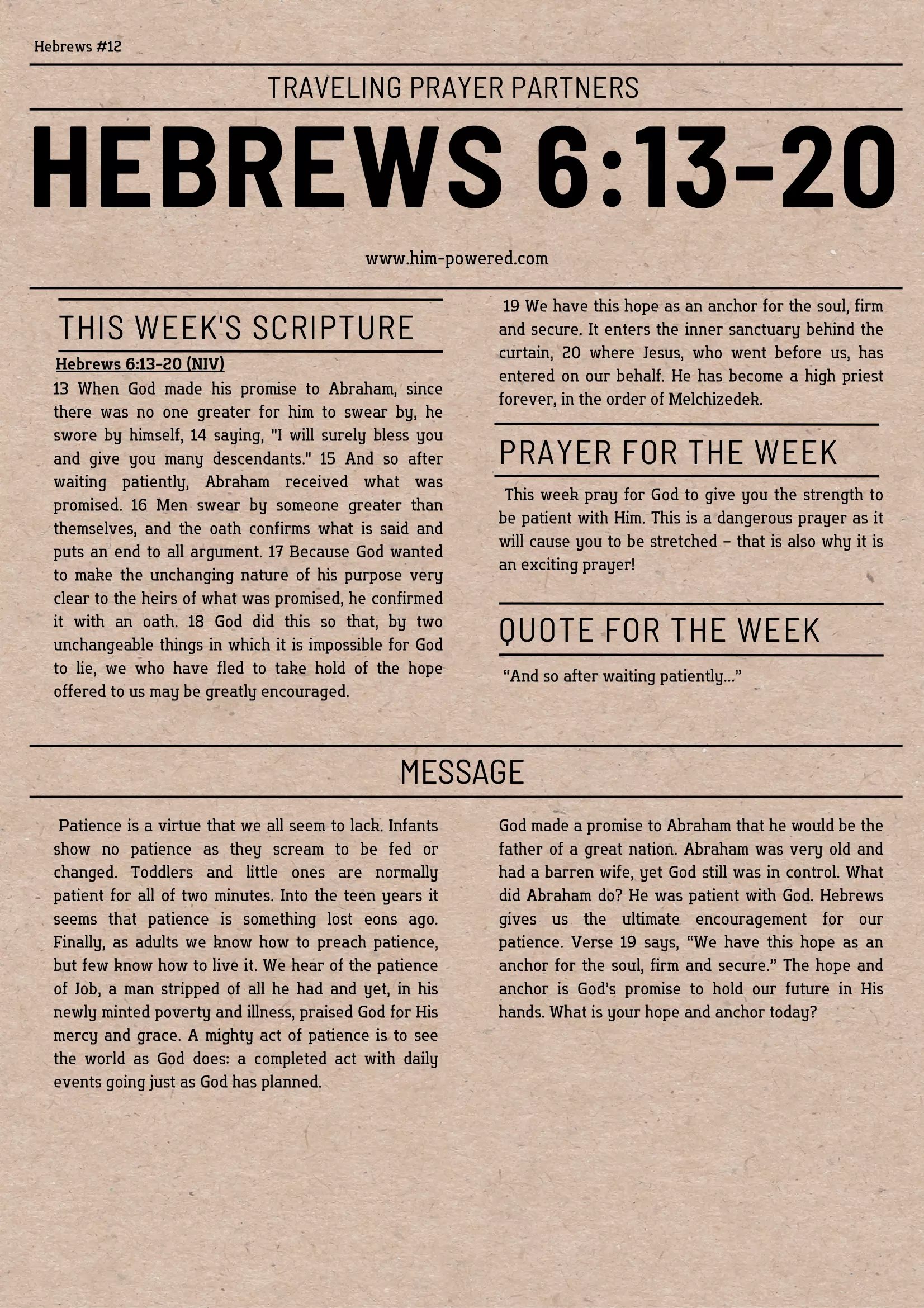 Read more about the article Hebrews 6:13-20