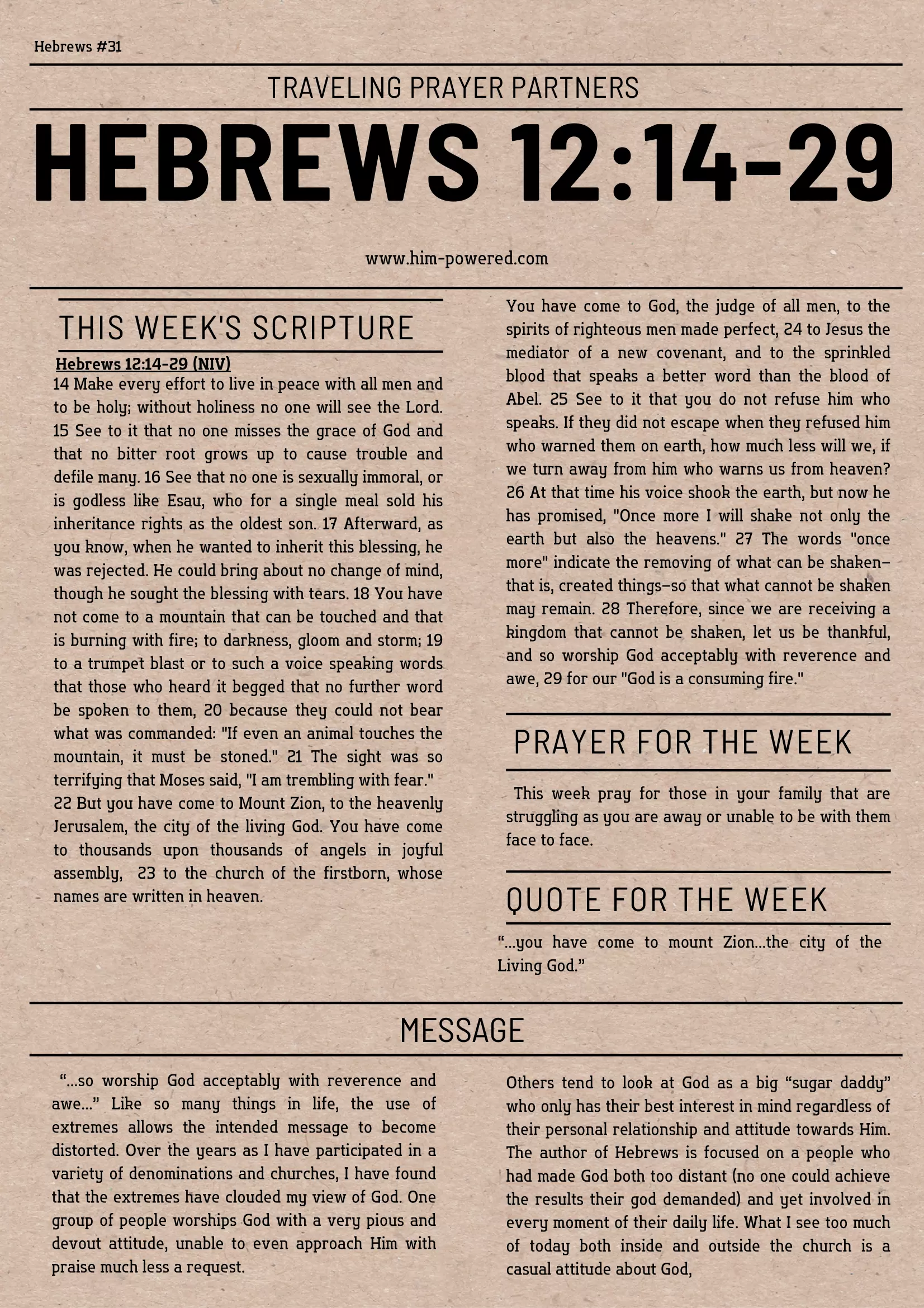 Read more about the article Hebrews 12:14-29