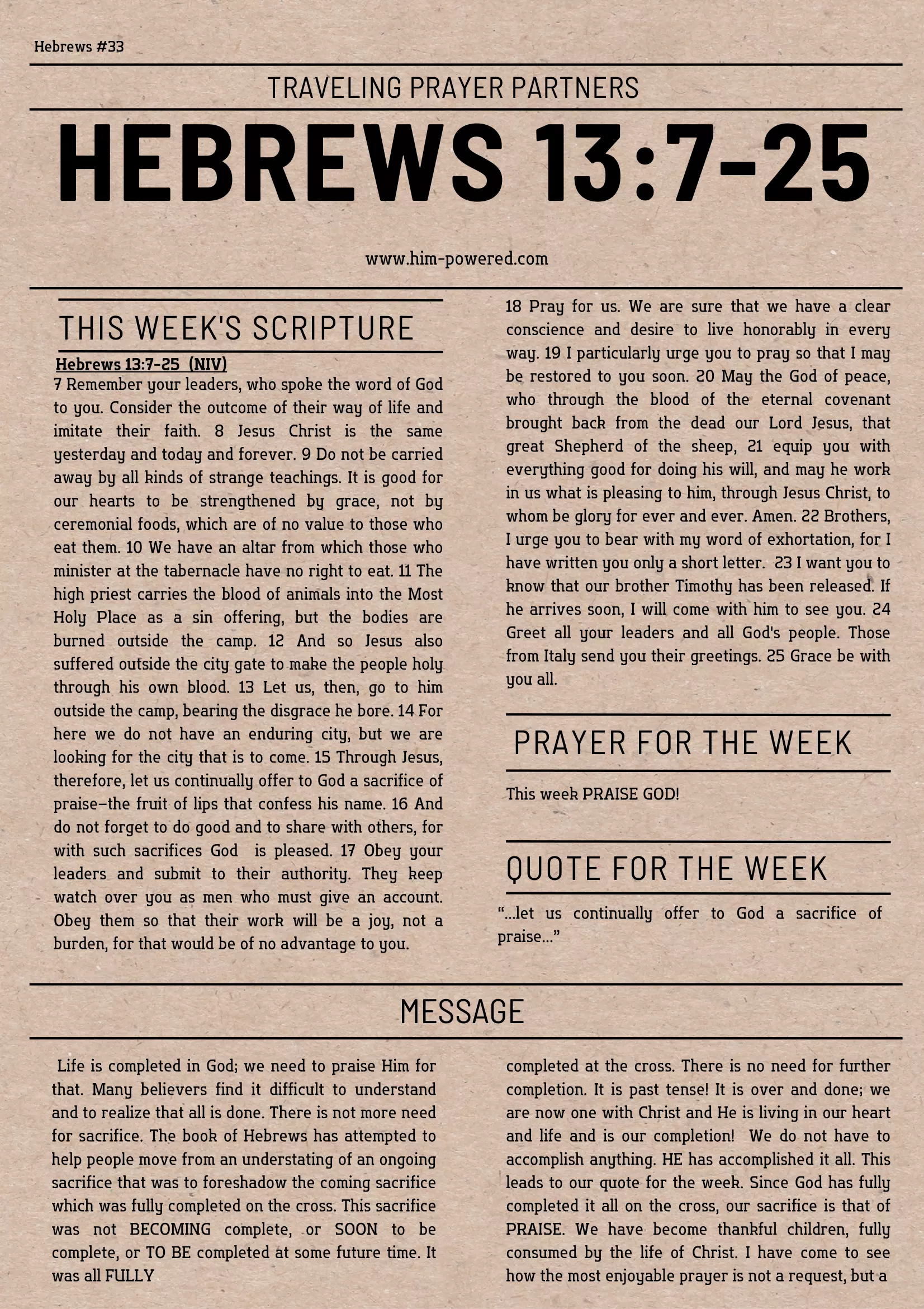 Read more about the article Hebrews 13:7-25
