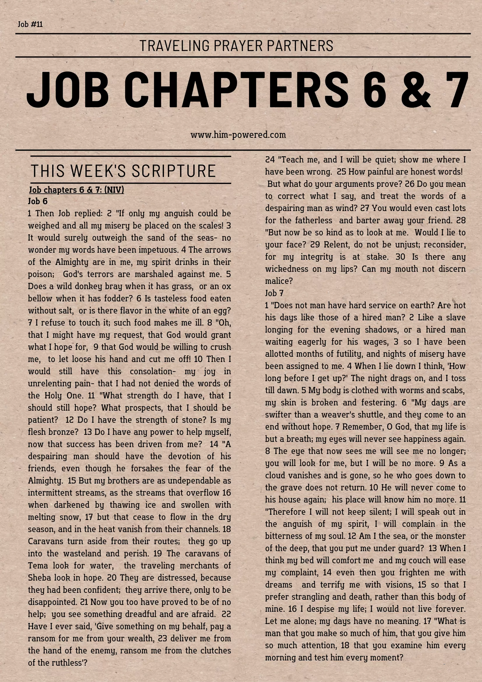 Read more about the article Job chapters 6 & 7: