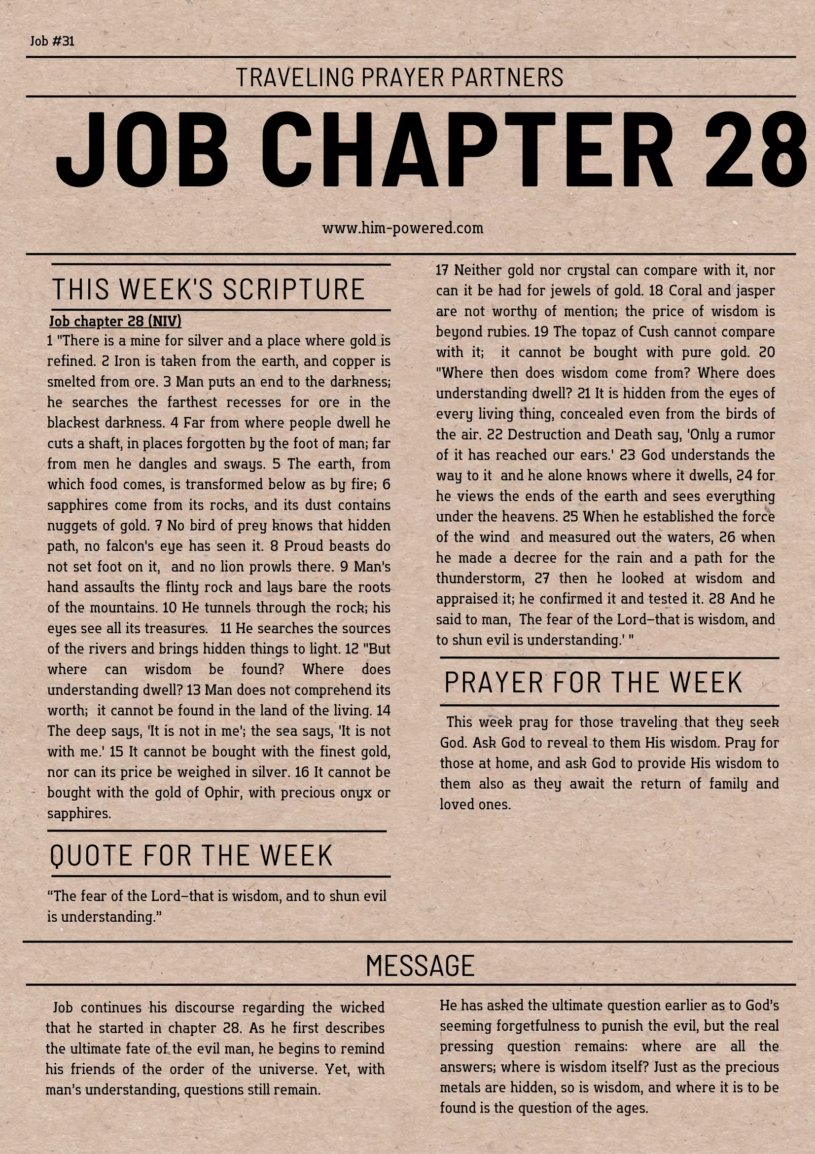 Read more about the article Job chapter 28