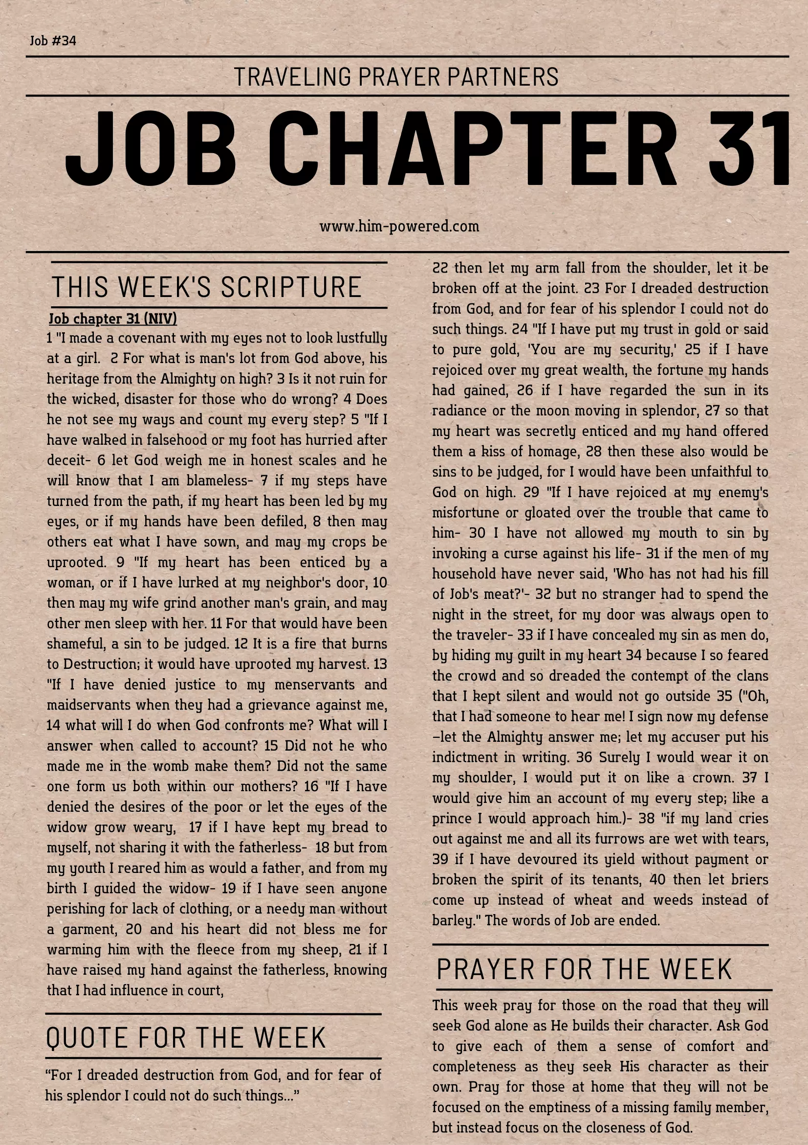 Read more about the article Job chapter 31