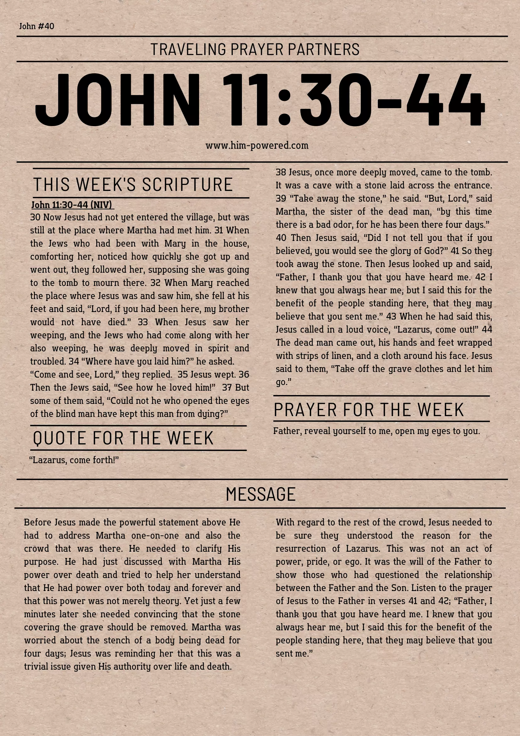 Read more about the article John 11:30-44