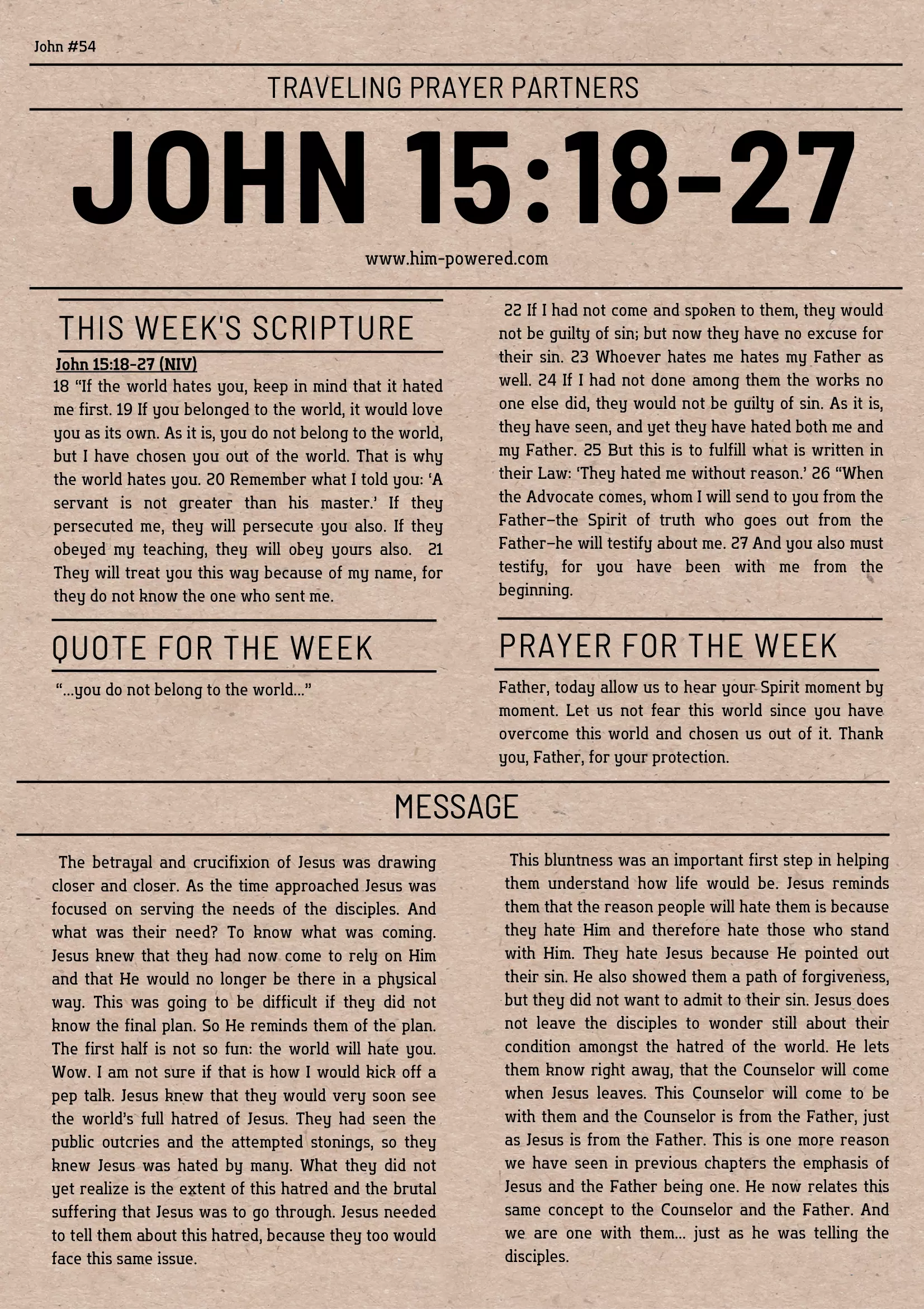 Read more about the article John 15:18-27